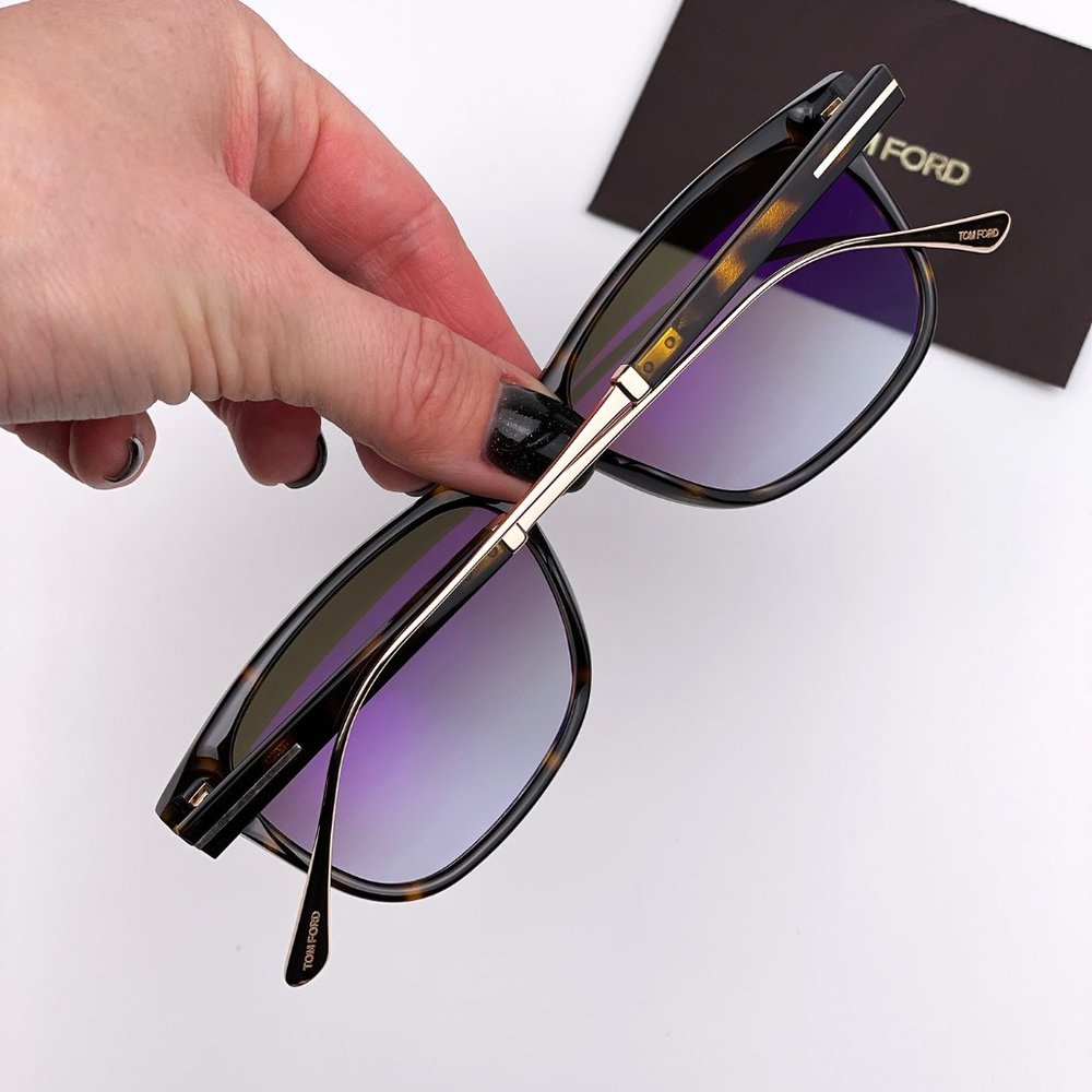 TOM FORD FT0813 Caleb 52G Sunglasses Brown Gradient Titanium Men - Picture 3 of 9